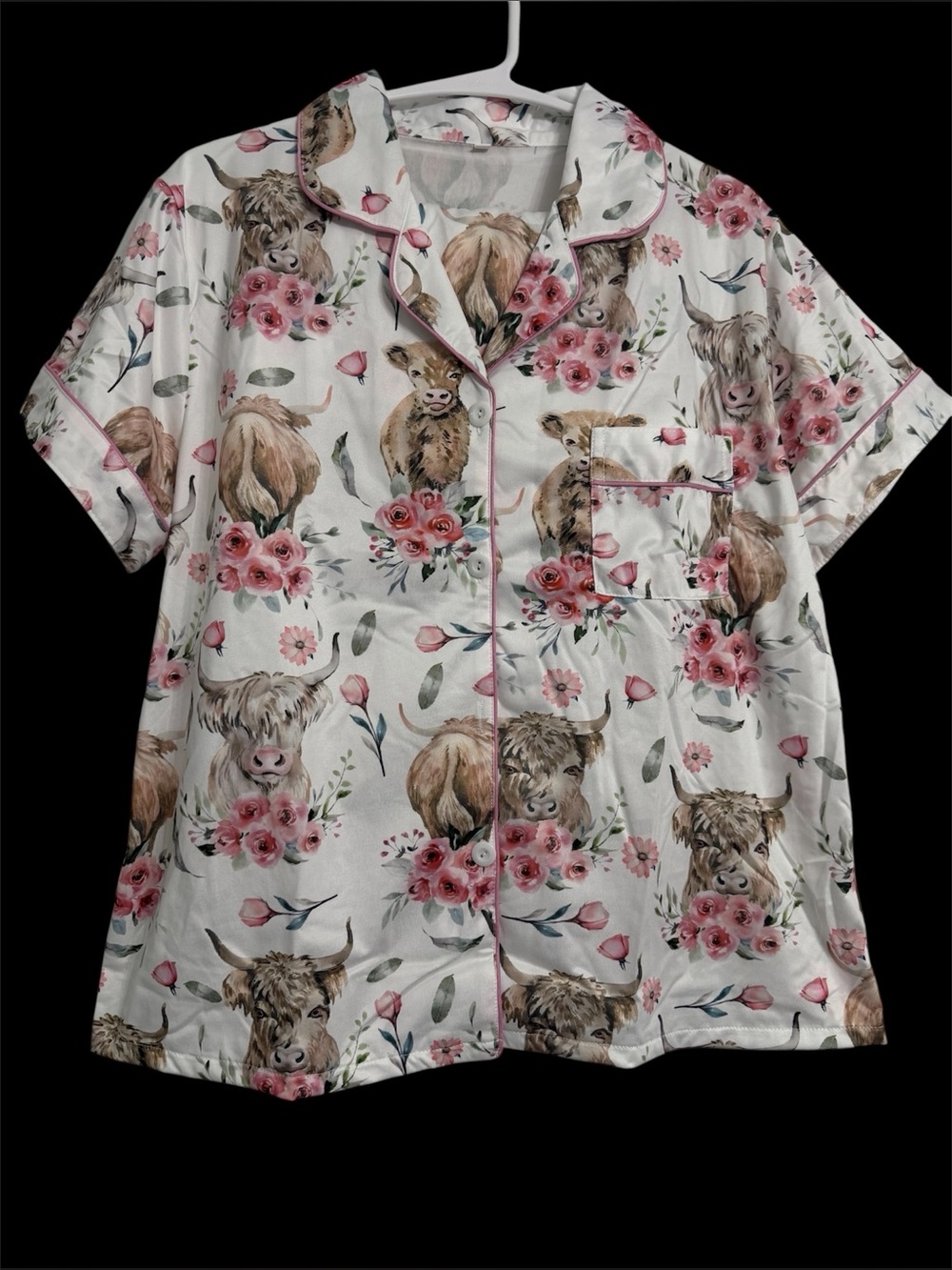 Ladies Floral Cow-Print Short Sleeve Pajama Set